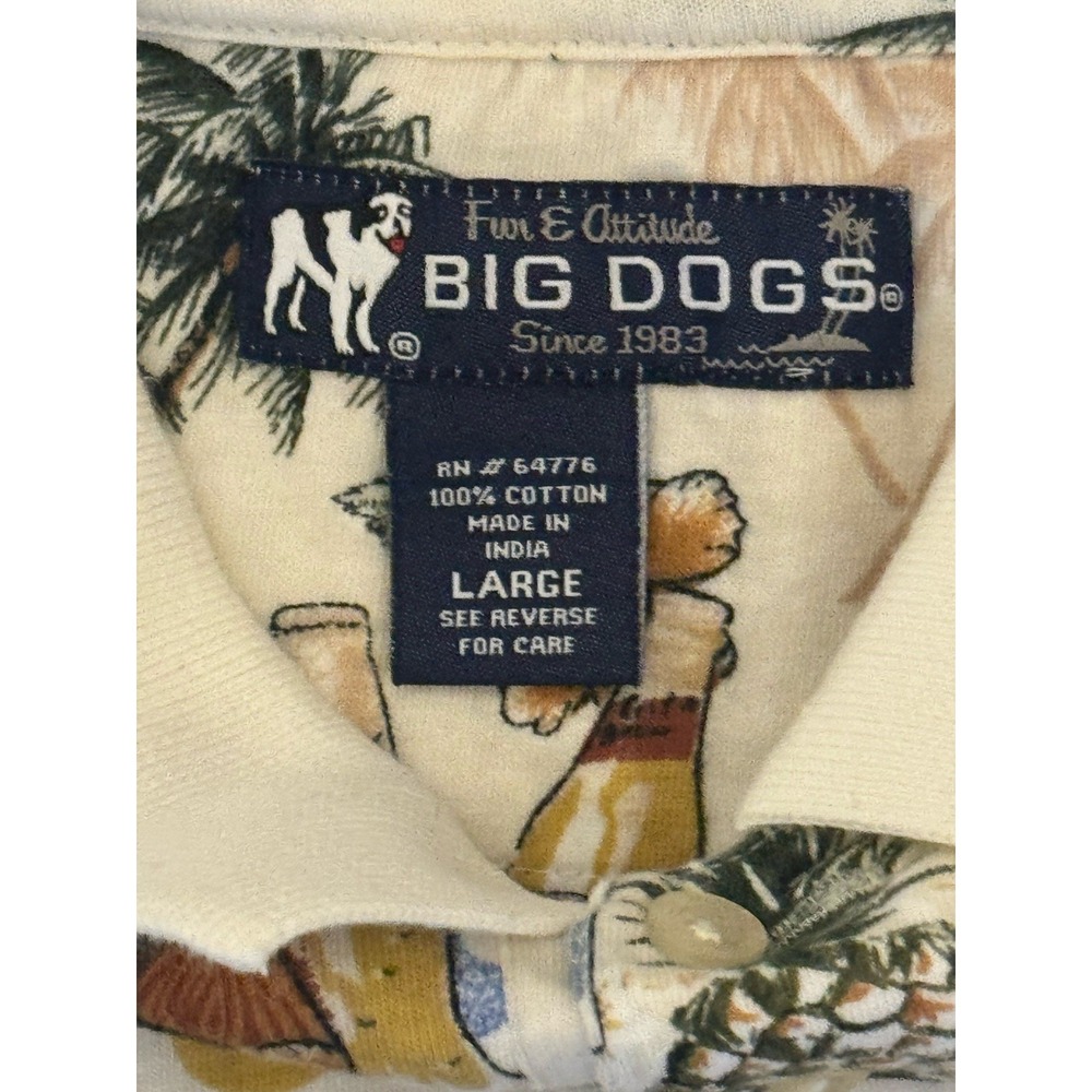 Big Dogs Polo Shirt Mens Medium Short Sleeve 5 O'clock Somewhere Beach Drink - Picture 4 of 4